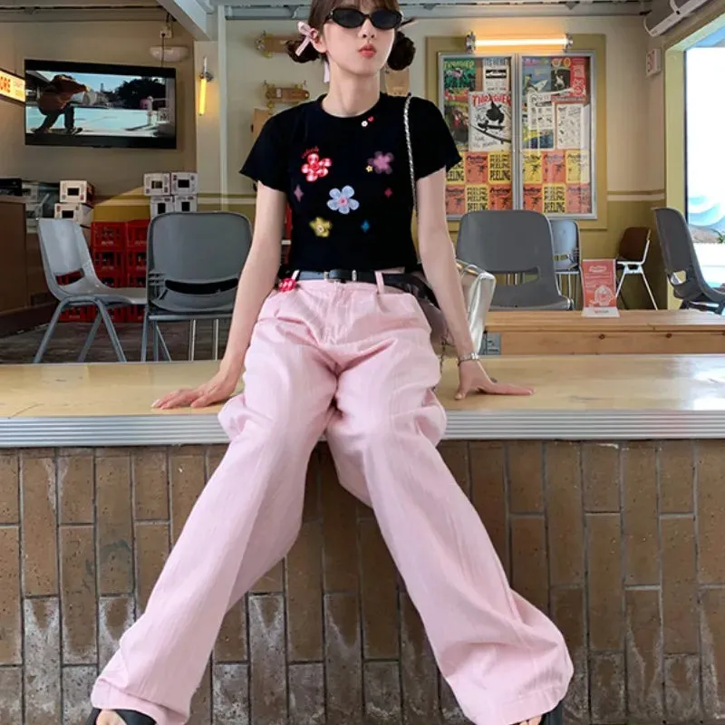 Autumn Ladies Fashionable Straight Wide Leg Sweatpants