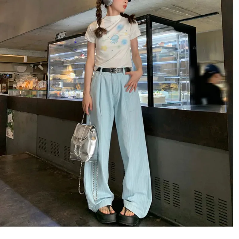 Autumn Ladies Fashionable Straight Wide Leg Sweatpants