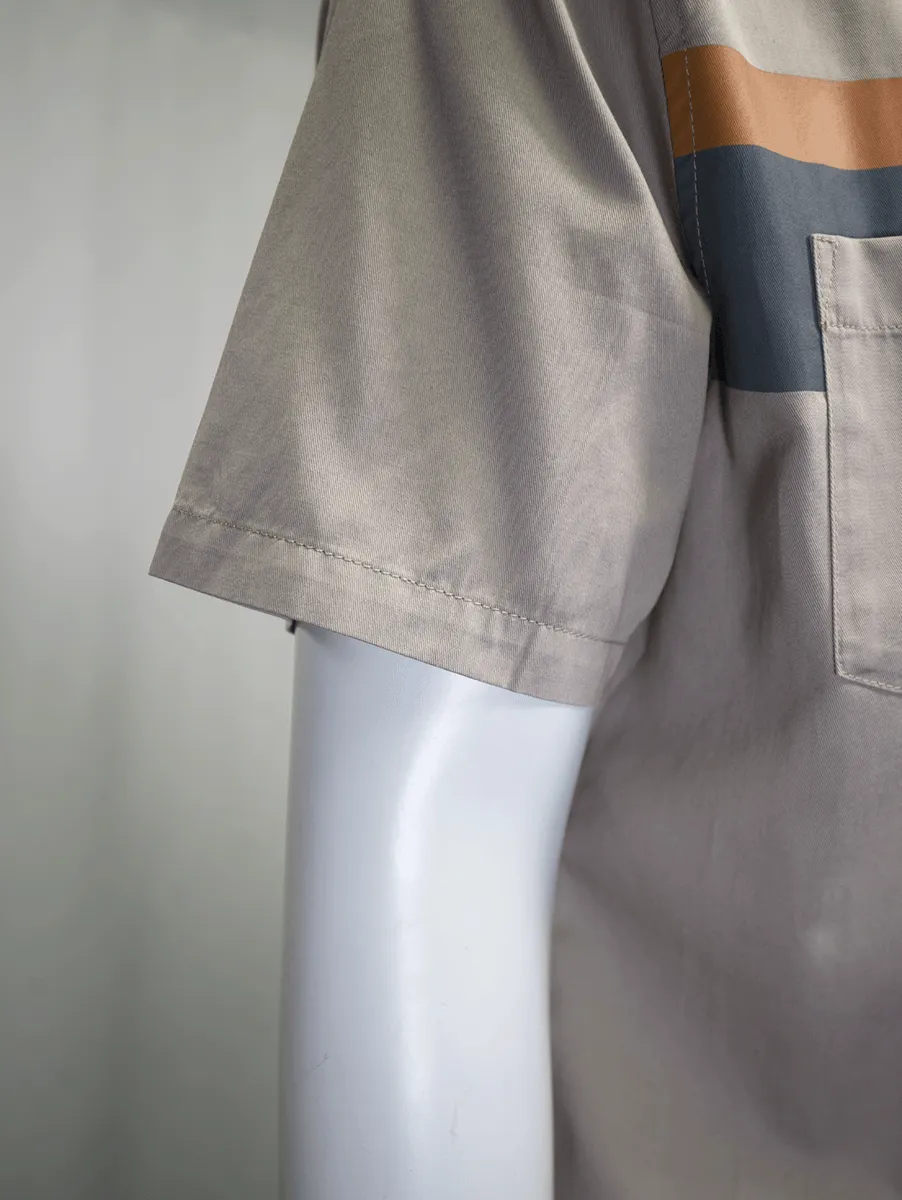 Branded Men's Khaki Sport Lines S/S Woven Shirt (S17)