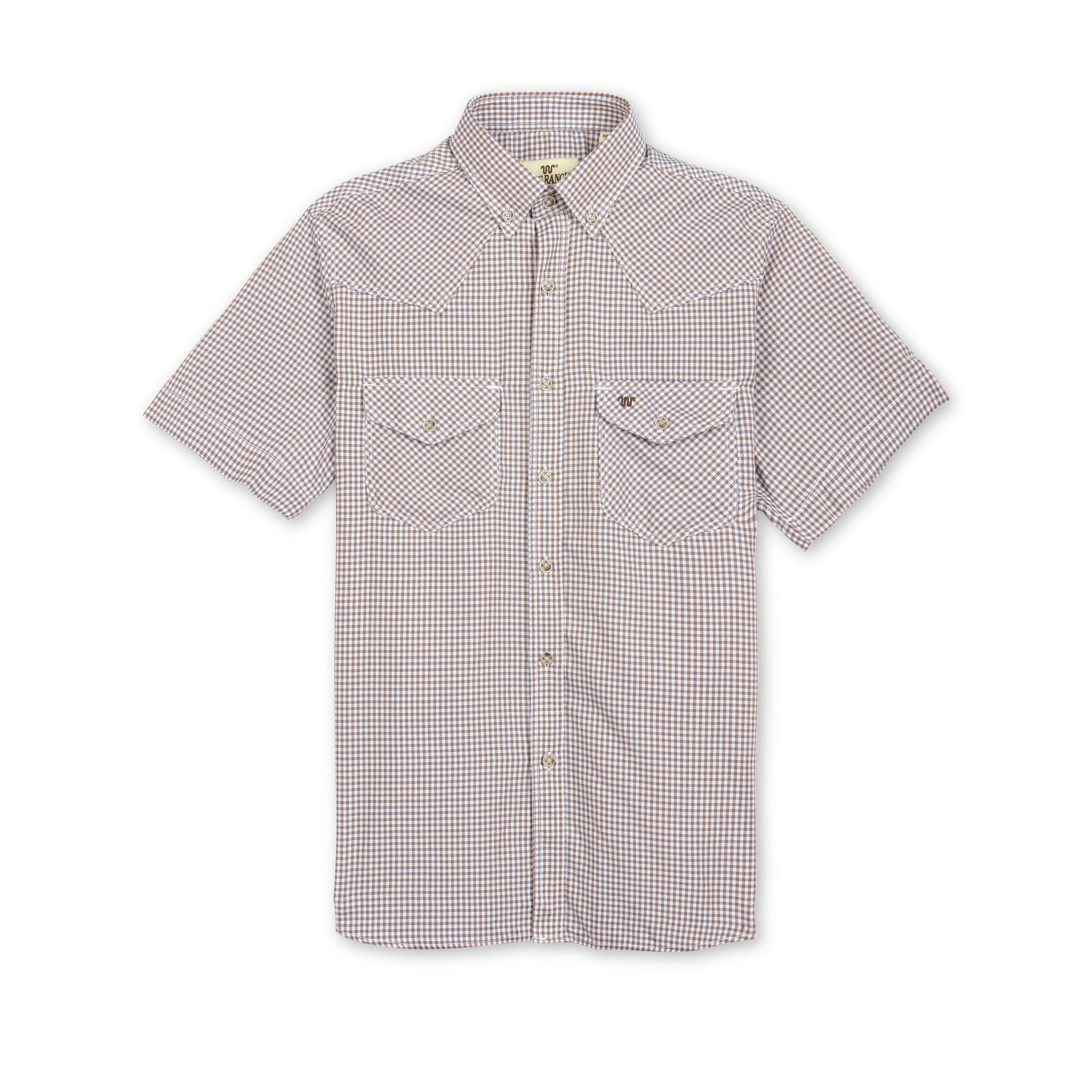 Men's S/S Two tone Grid Western Collar Shirt