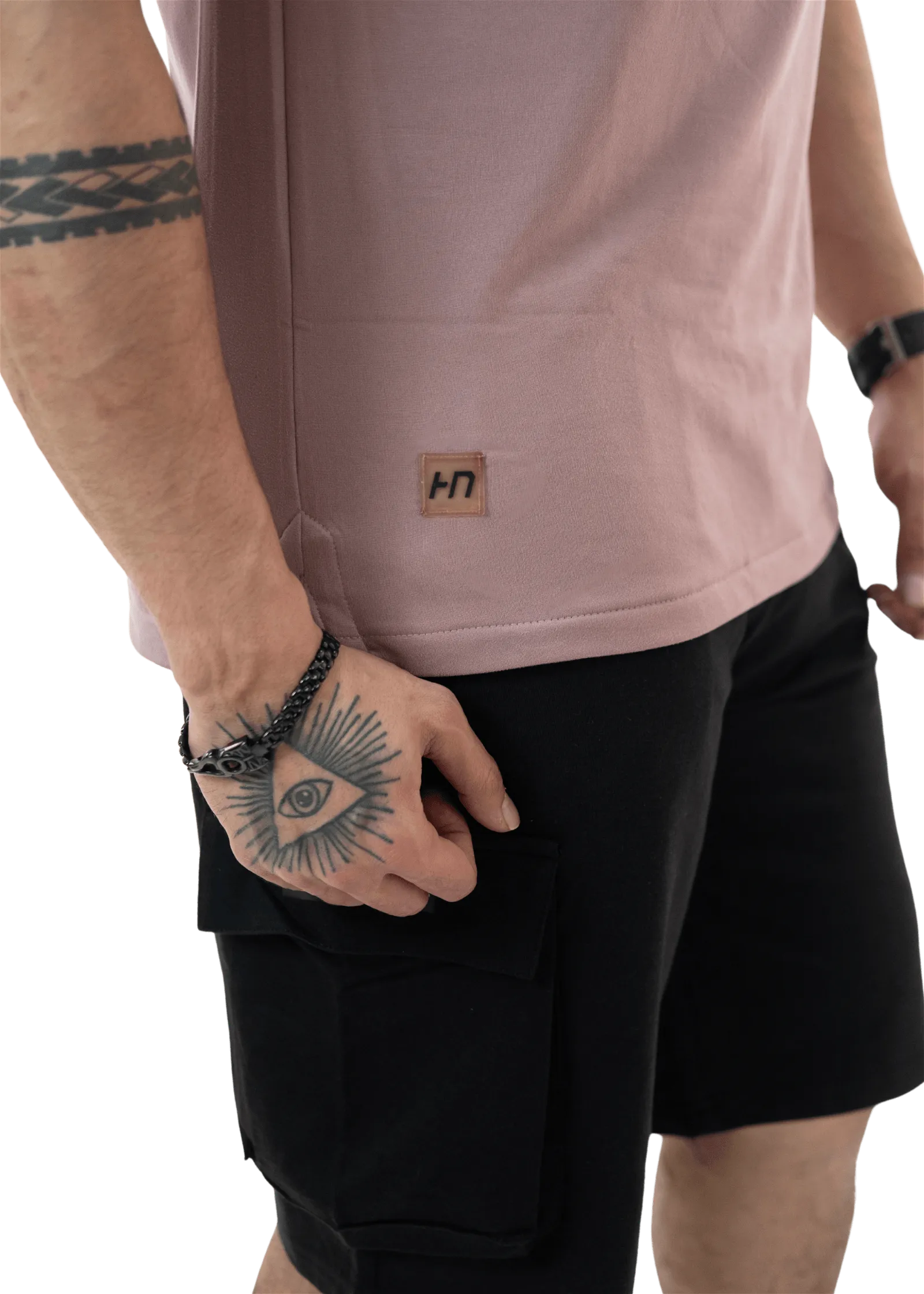 THiNK Men's Pastel Pink Drop Sleeves Hoodie