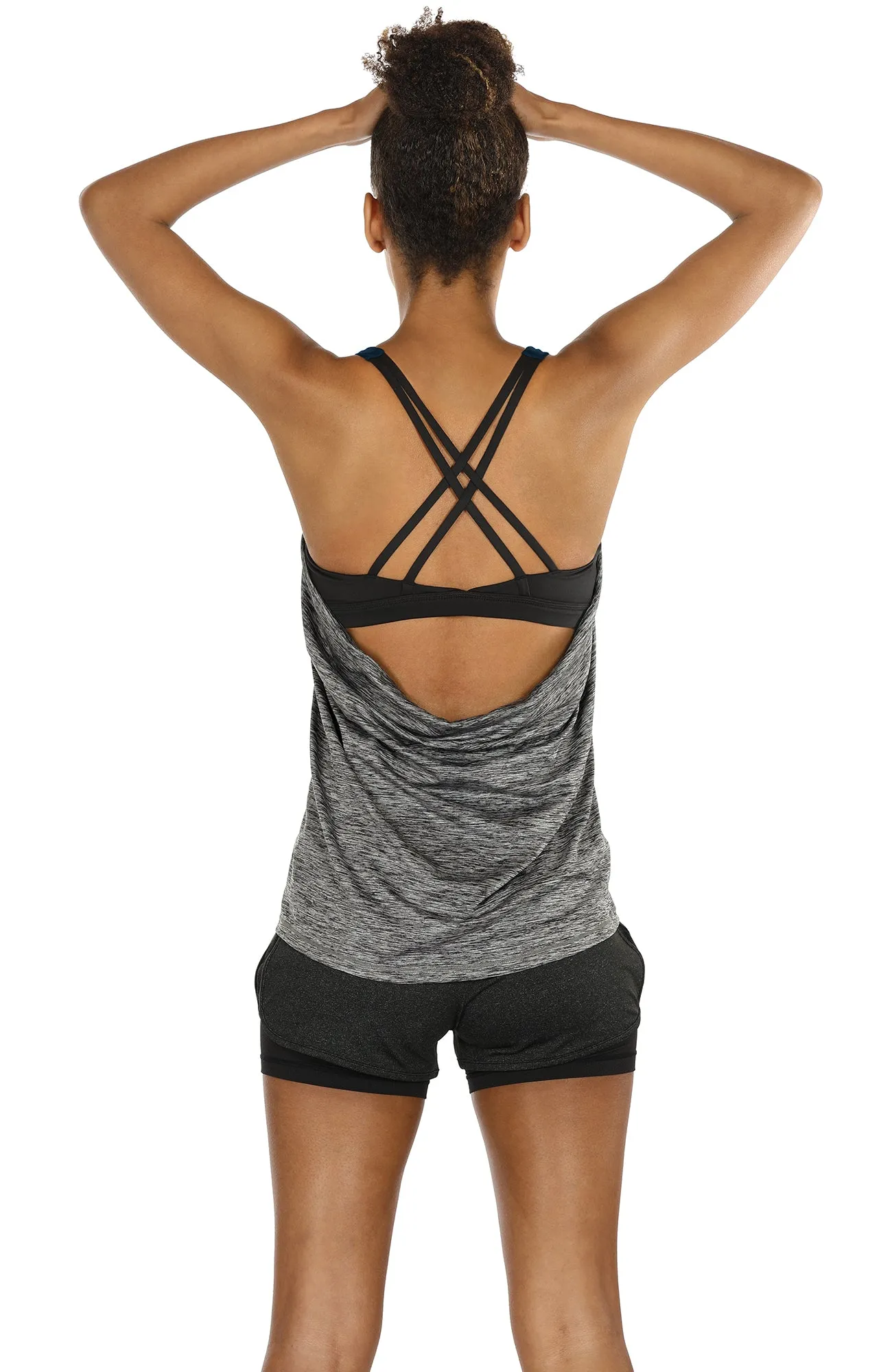 TK1A icyzone Workout Tank Tops Built in Bra - Women's Strappy Athletic Yoga Tops, Exercise Running Gym Shirts