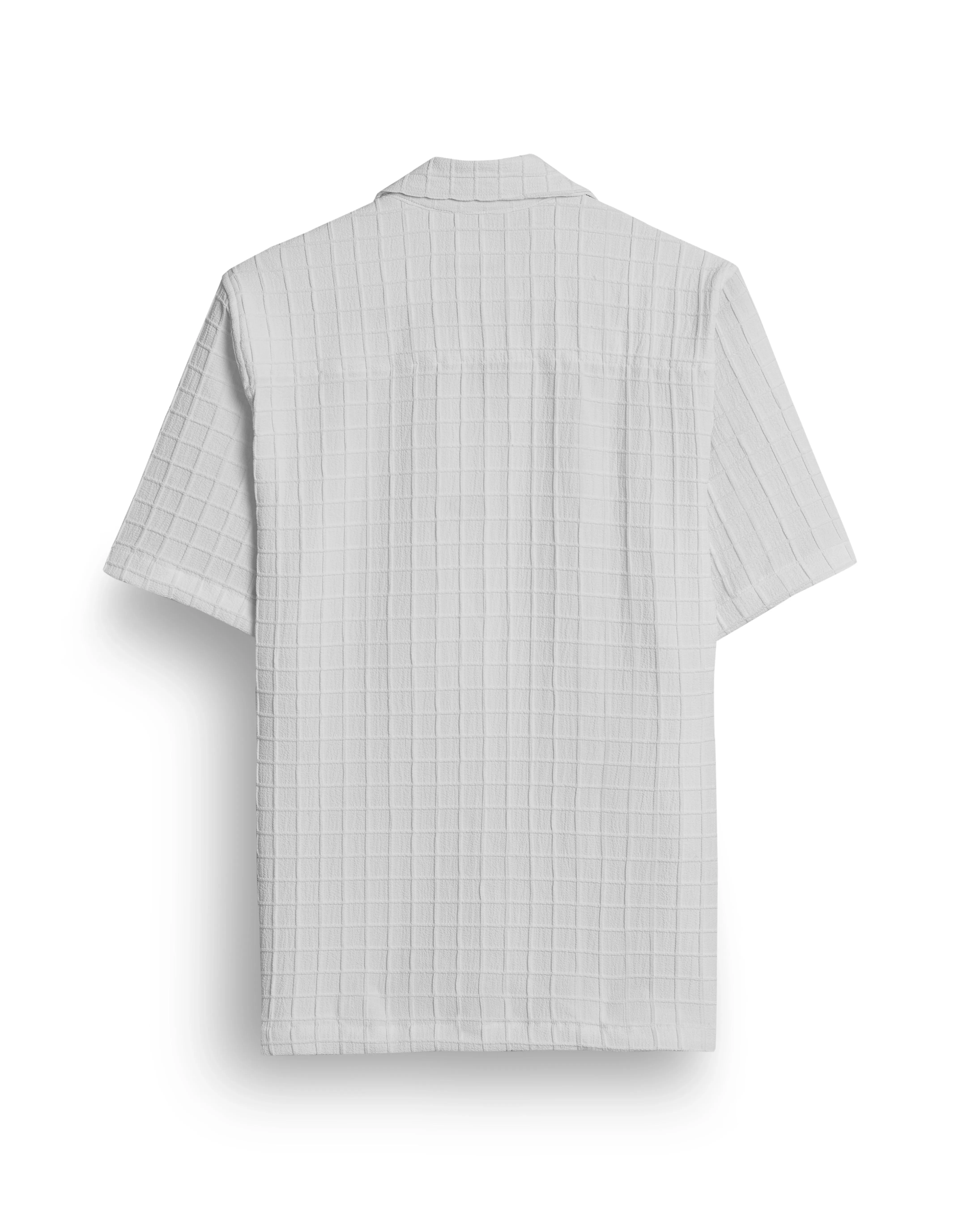 White textured waffle checks shirt for men